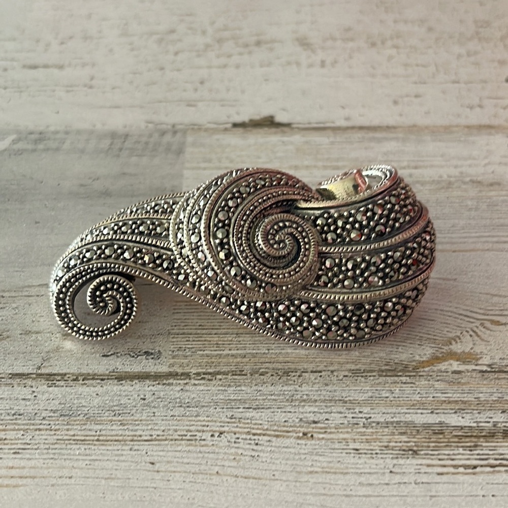 Beautiful Judith Jack Sterling Marcasite Brooch. - Picture 2 of 5